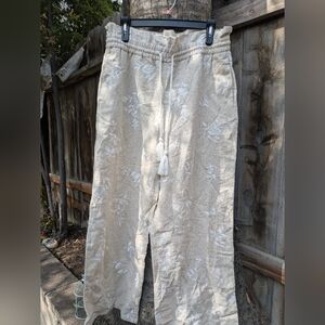 NWOT House Of Harlow 1960 Embroidered Drawstring Linen Pants M